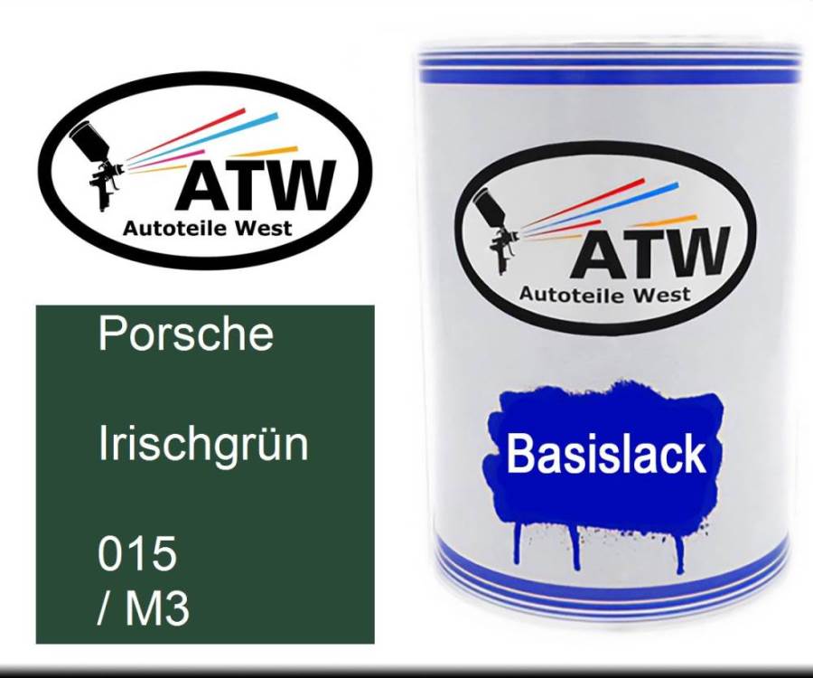 Porsche, Irischgrün, 015 / M3: 500ml Lackdose, von ATW Autoteile West.